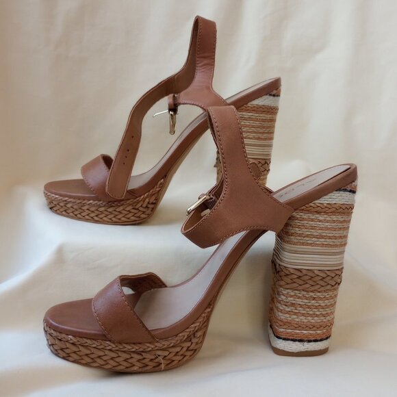 Aldo Raffia Stacked Heel Strappy Platform Sandals - Picture 4 of 10